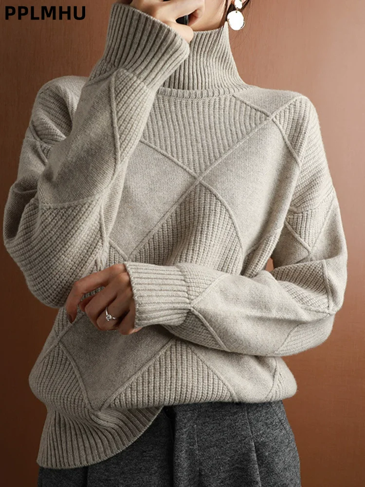 Turtleneck Warm Soft Knitted Sweater Thicked Baggy Women's Casual Jumpers Korean Fashion Loose Bottomed Knitwear Pullovers
Turtleneck Warm Soft Knitted Sweater Thicked Baggy Women's Casual Jumpers Korean Fashion Loose Bottomed Knitwear Pullovers