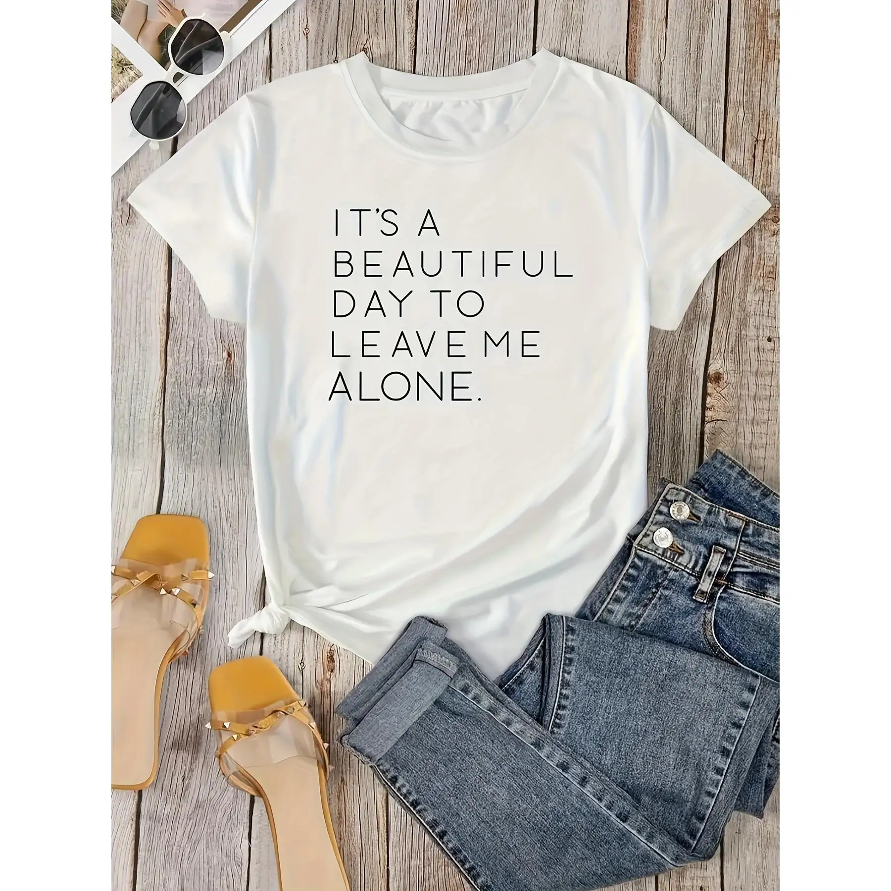 Unisex 180g Letter Print Crew Neck T-Shirt, Casual Short Sleeve T-Shirt For Spring& Summer, Women'S Clothing
Unisex 180g Letter Print Crew Neck T-Shirt, Casual Short Sleeve T-Shirt For Spring& Summer, Women'S Clothing