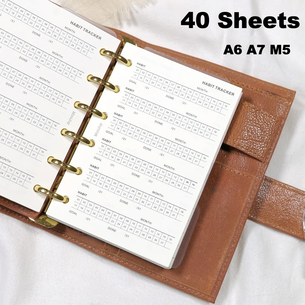 40 Sheets A6 A7 M5 Habit Tracker Refills Single Habit Monthly Tracking Planner Inserts Goal Setting Time Management Stationery
40 Sheets A6 A7 M5 Habit Tracker Refills Single Habit Monthly Tracking Planner Inserts Goal Setting Time Management Stationery