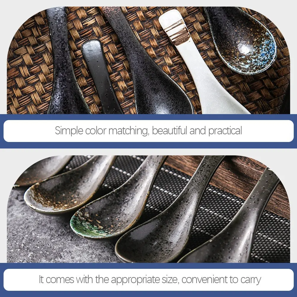 Набор из 6 керамических суповых ложек в японском стиле с короткой ручкой, изящный дизайн, для каши, супа, рамена, лапши
Набор из 6 керамических суповых ложек в японском стиле с короткой ручкой, изящный дизайн, для каши, супа, рамена, лапши