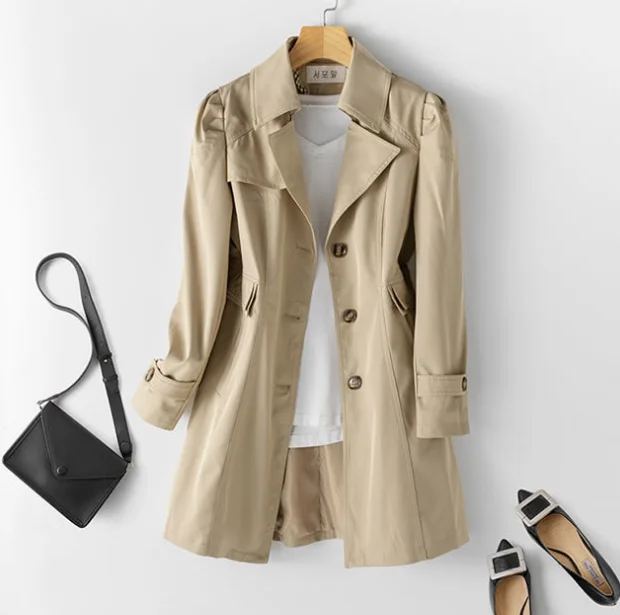 Women's Trench Coat 2024 Autumn Fashion Notched Collar Long Sleeve Elegant Temperament Single Breasted Windbreaker Coat
Women's Trench Coat 2024 Autumn Fashion Notched Collar Long Sleeve Elegant Temperament Single Breasted Windbreaker Coat