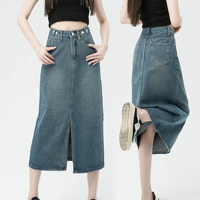 Denim Skirt For Women Medium Length Stature Design Adjustable Waist Circumference Split Sexy New Arrivals Ladies Denim Jeans
Denim Skirt For Women Medium Length Stature Design Adjustable Waist Circumference Split Sexy New Arrivals Ladies Denim Jeans