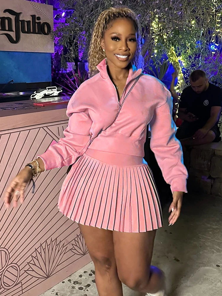 Nibber Pretty 2 Piece Set Women Elegant Simple Fall Trend Casual Sweatshirts+Pleateda-Line Skirt Classic Matching Streetwear
Nibber Pretty 2 Piece Set Women Elegant Simple Fall Trend Casual Sweatshirts+Pleateda-Line Skirt Classic Matching Streetwear