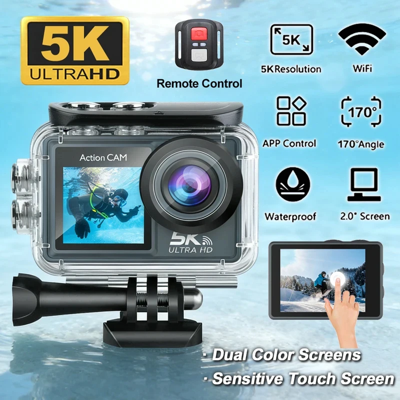 Regaton 5K Action Camera, 2" IPS Touch Screen 5X Zoom 170° Wide Angle, 30M Waterproof WiFi Mini Sports Cam with Remote Control
Regaton 5K Action Camera, 2" IPS Touch Screen 5X Zoom 170° Wide Angle, 30M Waterproof WiFi Mini Sports Cam with Remote Control