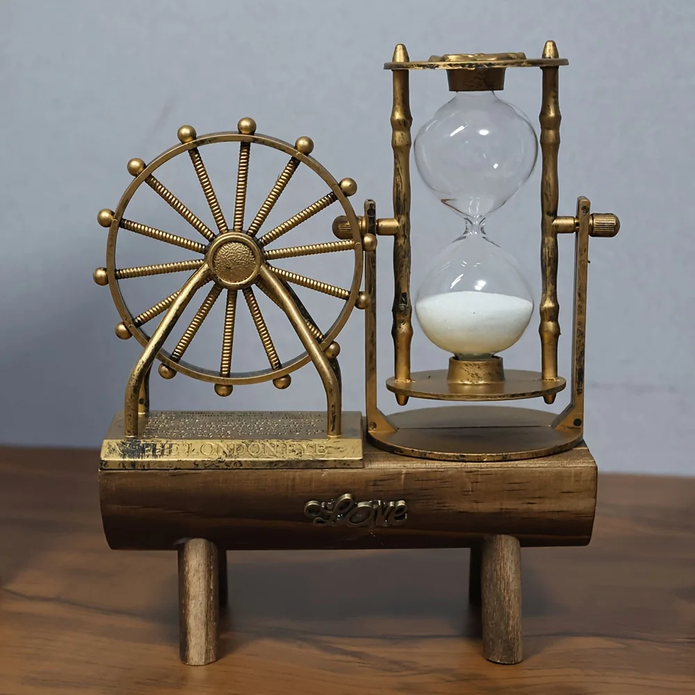 1pc Vintage Ferris Wheel Sand Timer, Wooden Base Desk Ornament, Craft Artwork, Keepsake, Home, Living Room Decor
1pc Vintage Ferris Wheel Sand Timer, Wooden Base Desk Ornament, Craft Artwork, Keepsake, Home, Living Room Decor