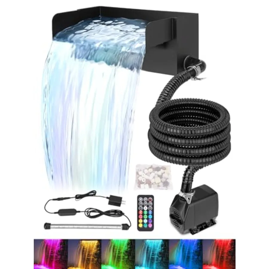 Outdoor waterfall fountain kit for garden, backyard, pool: 304 stainless steel spillway in silver, with LED lights, 880GPH 45W
Outdoor waterfall fountain kit for garden, backyard, pool: 304 stainless steel spillway in silver, with LED lights, 880GPH 45W