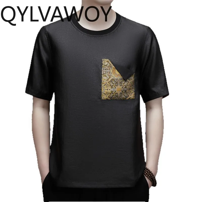 QYLVAWOY 100% Mulberry Silk T Shirt Round Neck Short Sleeve Men's Shirts Thin T Shirt Homme Summer Tops Premium Shirts Футболка
QYLVAWOY 100% Mulberry Silk T Shirt Round Neck Short Sleeve Men's Shirts Thin T Shirt Homme Summer Tops Premium Shirts Футболка