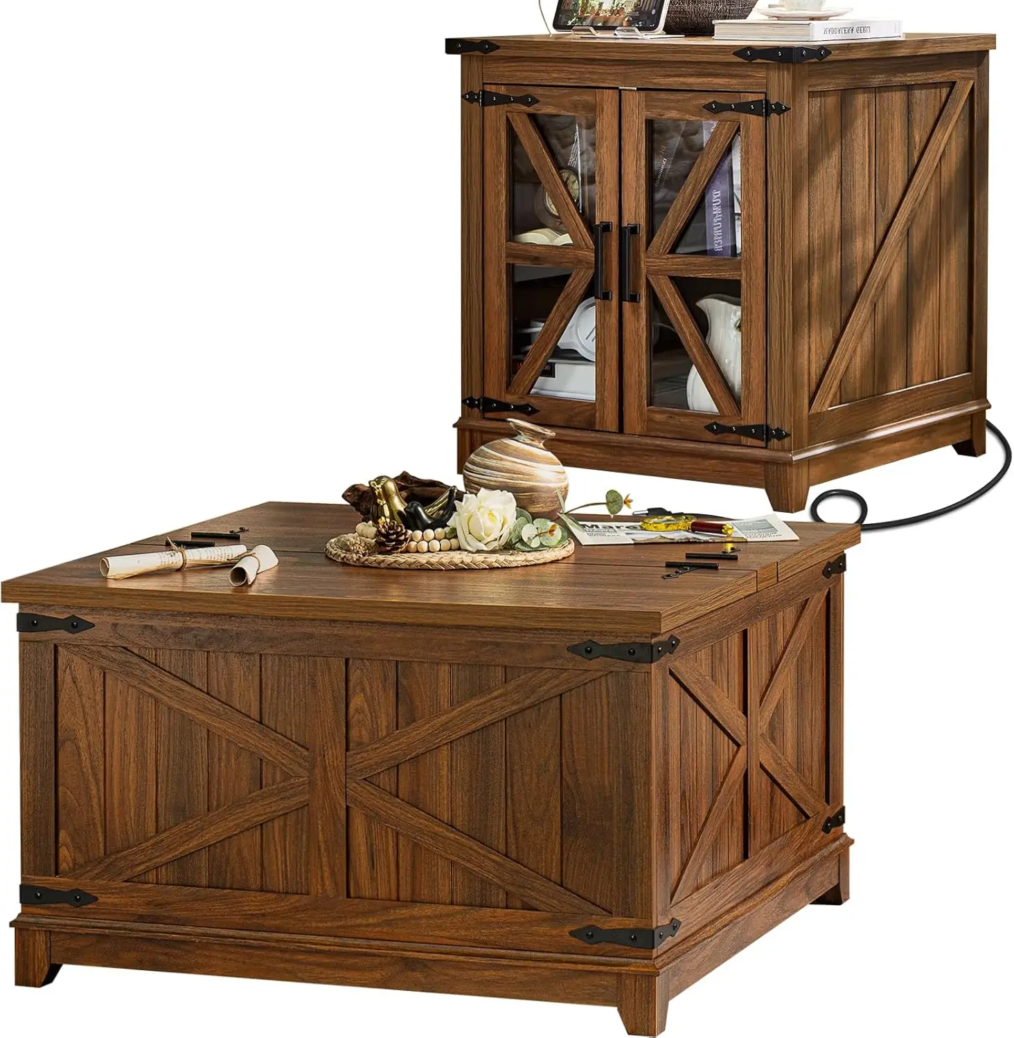 Farmhouse Coffee and Side Table Set with Charging Station Hidden Storage Black Wood for Living Room Home Office
Farmhouse Coffee and Side Table Set with Charging Station Hidden Storage Black Wood for Living Room Home Office