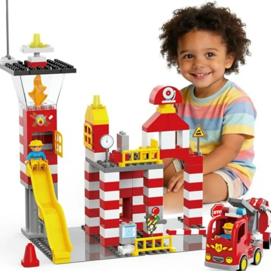 144Pcs Classic Big Building Blocks Fire Station Playset Compatible with All Major Brand Firetruck Toys for 3-5 Years Old Red Fi
144Pcs Classic Big Building Blocks Fire Station Playset Compatible with All Major Brand Firetruck Toys for 3-5 Years Old Red Fi