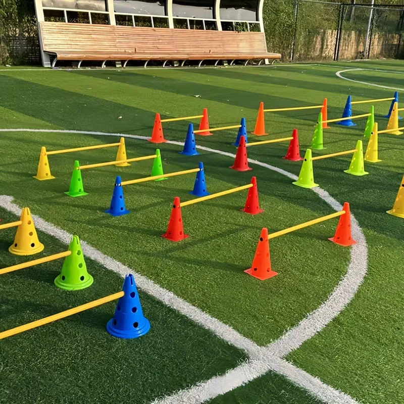 Multi colored perforated training cone+connecting rod set: football fitness training obstacle marker cone
Multi colored perforated training cone+connecting rod set: football fitness training obstacle marker cone