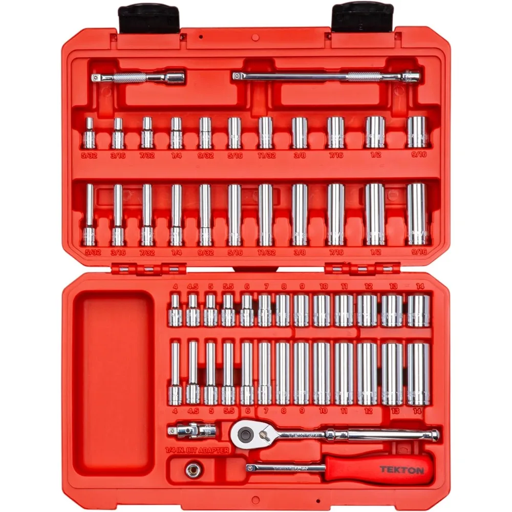 1/4 Inch Drive 6-Point Socket and Ratchet Set, 55-Piece (5/32-9/16 in., 4-14 mm) | SKT05301
1/4 Inch Drive 6-Point Socket and Ratchet Set, 55-Piece (5/32-9/16 in., 4-14 mm) | SKT05301