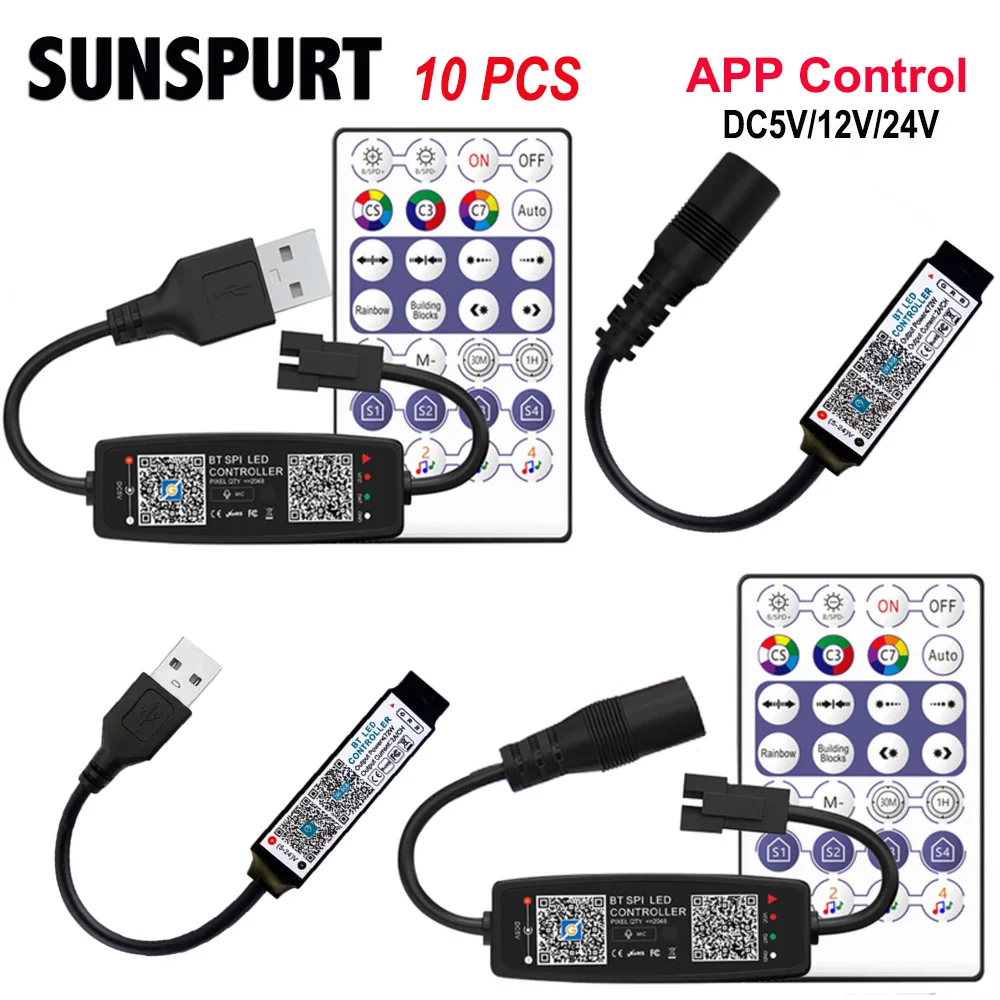 10WS2812B Controller Bluetooth Music for Pixel LED Strip Light SK6812 WS2811 WS2812 LED Light Strip USB 5V APP Remote Controller
10WS2812B Controller Bluetooth Music for Pixel LED Strip Light SK6812 WS2811 WS2812 LED Light Strip USB 5V APP Remote Controller