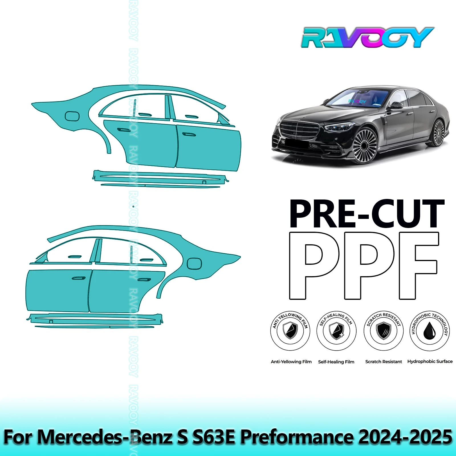 For Mercedes-Benz S S63E Preformance 2024-2025 8.5mil Pre-Cut PPF Door & A/B Pillar Kit TPU Paint Protection Film Set
For Mercedes-Benz S S63E Preformance 2024-2025 8.5mil Pre-Cut PPF Door & A/B Pillar Kit TPU Paint Protection Film Set