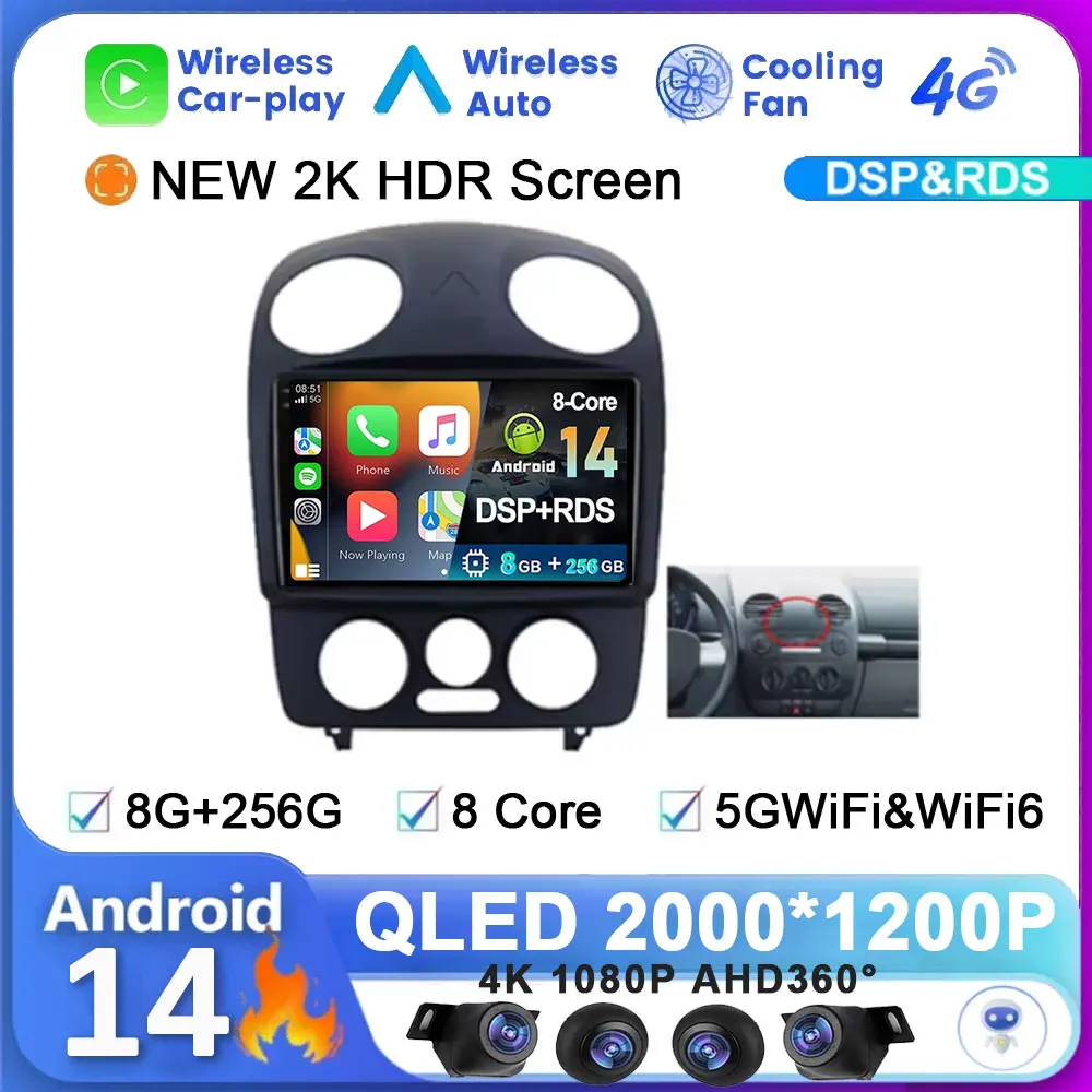 Автомагнитола для Volkswagen Beetle A4 2002-2011, Android 14, Carplay, автомобильное стерео, Bluetooth, мультимедийный видеоплеер, навигационные инструменты
Автомагнитола для Volkswagen Beetle A4 2002-2011, Android 14, Carplay, автомобильное стерео, Bluetooth, мультимедийный видеоплеер, навигационные инструменты