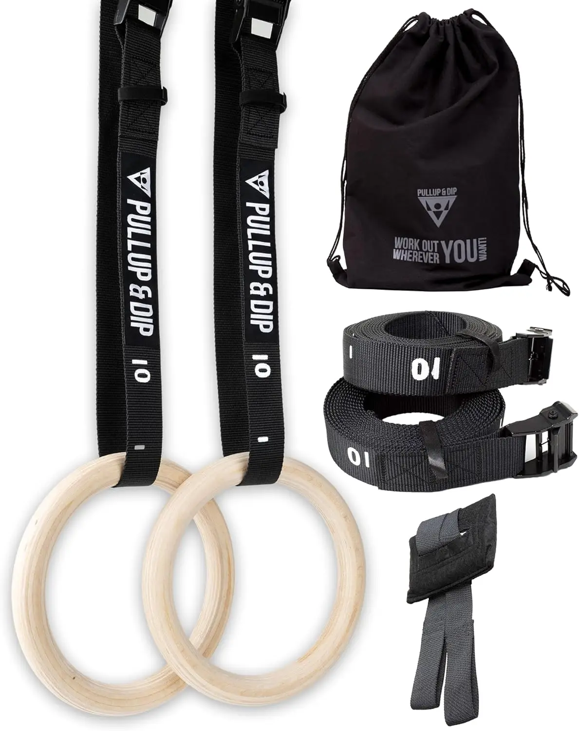 Premium Wooden Gymnastic Rings for Calisthenics - Wide Straps, Door Anchor, Carry Bag & Exercise Guide Included
Premium Wooden Gymnastic Rings for Calisthenics - Wide Straps, Door Anchor, Carry Bag & Exercise Guide Included