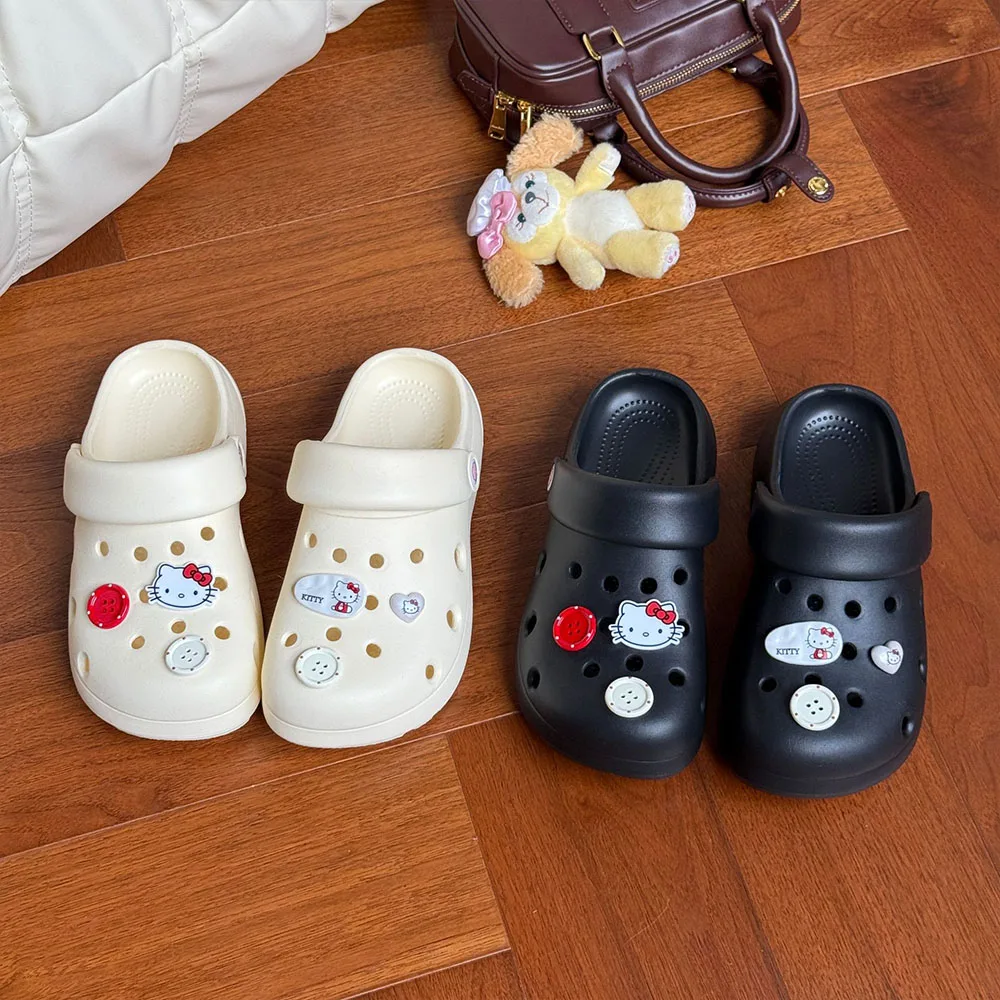 Женские сандалии Hello Kitty, летние тапочки с мультяшным принтом, на толстой подошве из ЭВА, нескользящие, мягкие, милые аниме-туфли, женская уличная обувь
Женские сандалии Hello Kitty, летние тапочки с мультяшным принтом, на толстой подошве из ЭВА, нескользящие, мягкие, милые аниме-туфли, женская уличная обувь