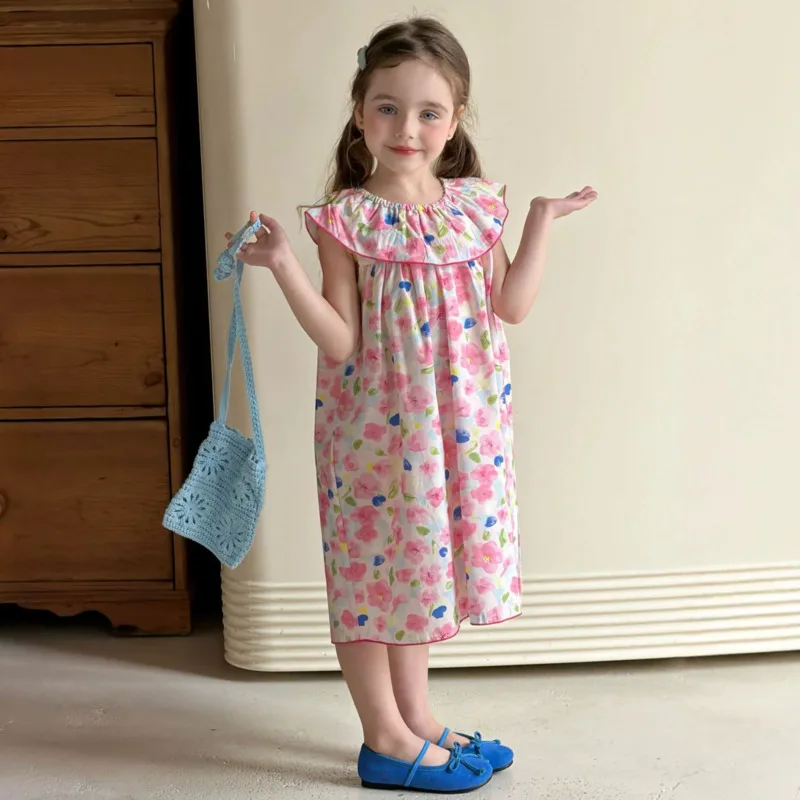 26 Spring Summer Girls 1piece Set Dress Cute Cotton Children Floral Sleeveless Dress Baby Ruffle Lace Princess 3-12 Years Outfit
26 Spring Summer Girls 1piece Set Dress Cute Cotton Children Floral Sleeveless Dress Baby Ruffle Lace Princess 3-12 Years Outfit