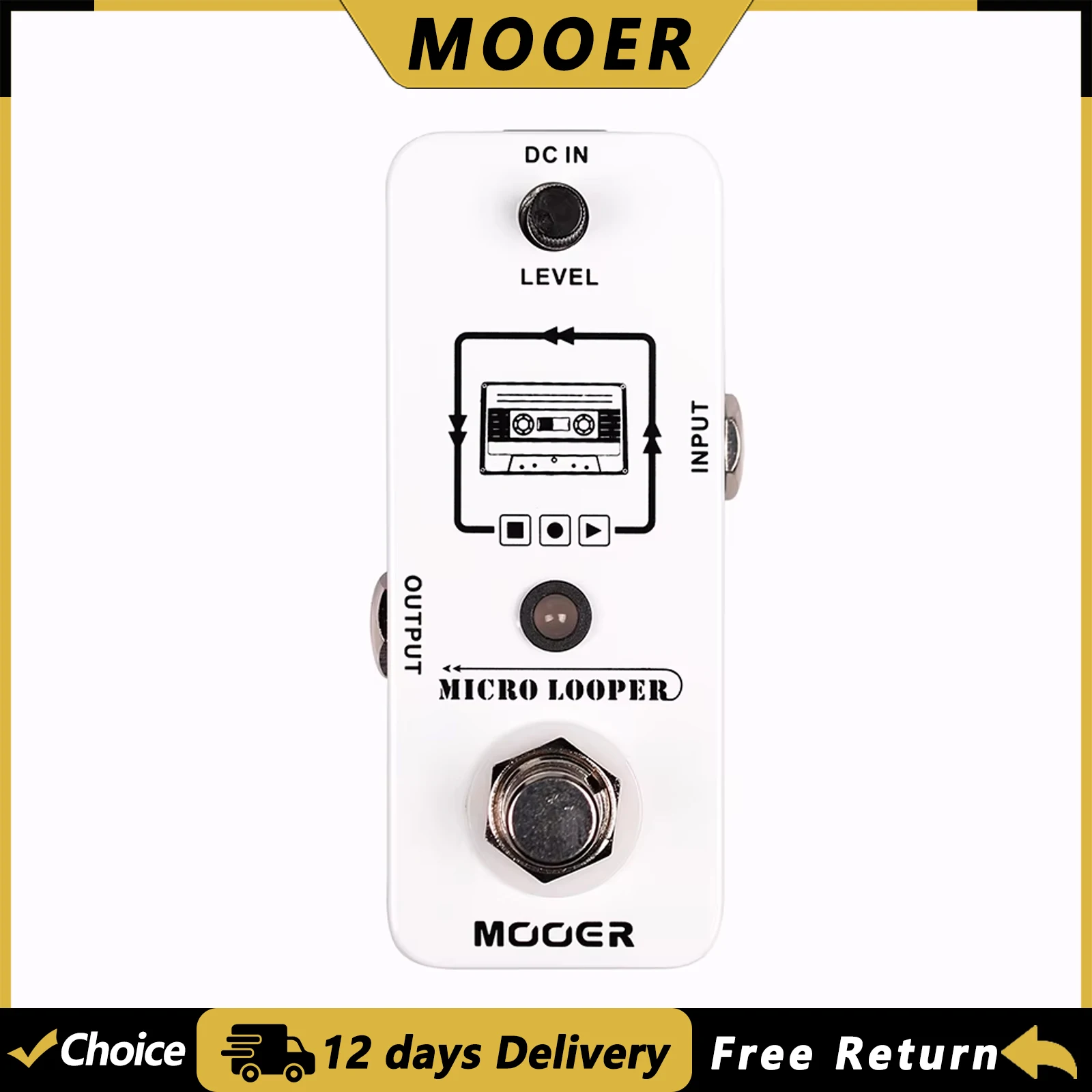 MOOER Micro Looper Guitar Loop Recording Effect Pedal Max Recording Time 30 Minutes Electric Guitar Accessories True Bypass
MOOER Micro Looper Guitar Loop Recording Effect Pedal Max Recording Time 30 Minutes Electric Guitar Accessories True Bypass