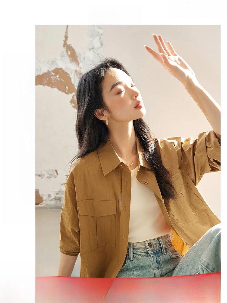 Casual Brown Long Sleeve Shirt Women's Spring 2026 Slimming Design Small Shoulder Drop down Shirt Cotton Nylon Blend Straight...
Casual Brown Long Sleeve Shirt Women's Spring 2026 Slimming Design Small Shoulder Drop down Shirt Cotton Nylon Blend Straight...