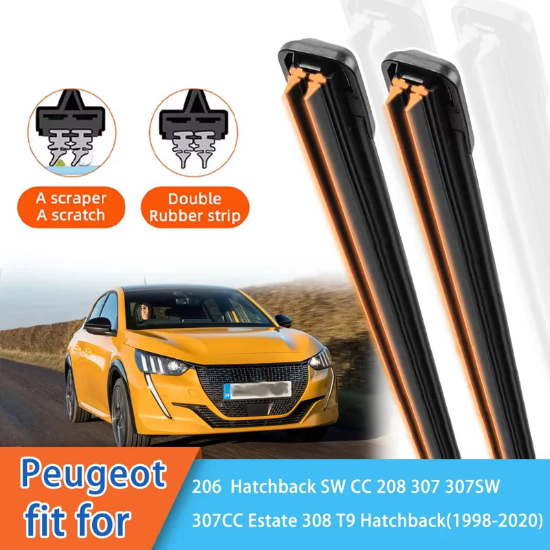 For Peugeot 206/208/3008/307/307CC/308/Hatchback/T9/307SW Front Windscreen Wipers Double Rubber Car Wiper Blades Car Accessories
For Peugeot 206/208/3008/307/307CC/308/Hatchback/T9/307SW Front Windscreen Wipers Double Rubber Car Wiper Blades Car Accessories