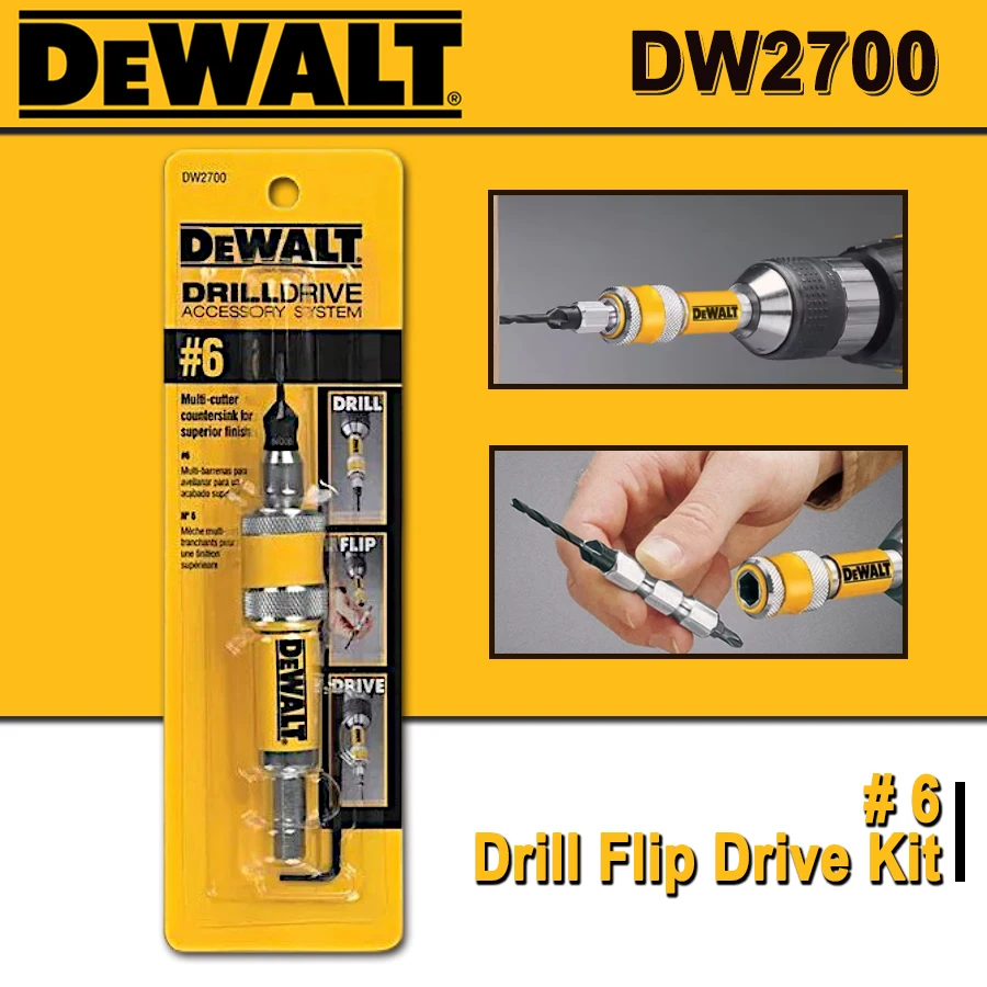 DEWALT #6 Drill Drive Set Drill Flip Drive Complete Unit 2 in 1 Countersink Wood Drill Bit 6mm Accessories NO.DW2700
DEWALT #6 Drill Drive Set Drill Flip Drive Complete Unit 2 in 1 Countersink Wood Drill Bit 6mm Accessories NO.DW2700