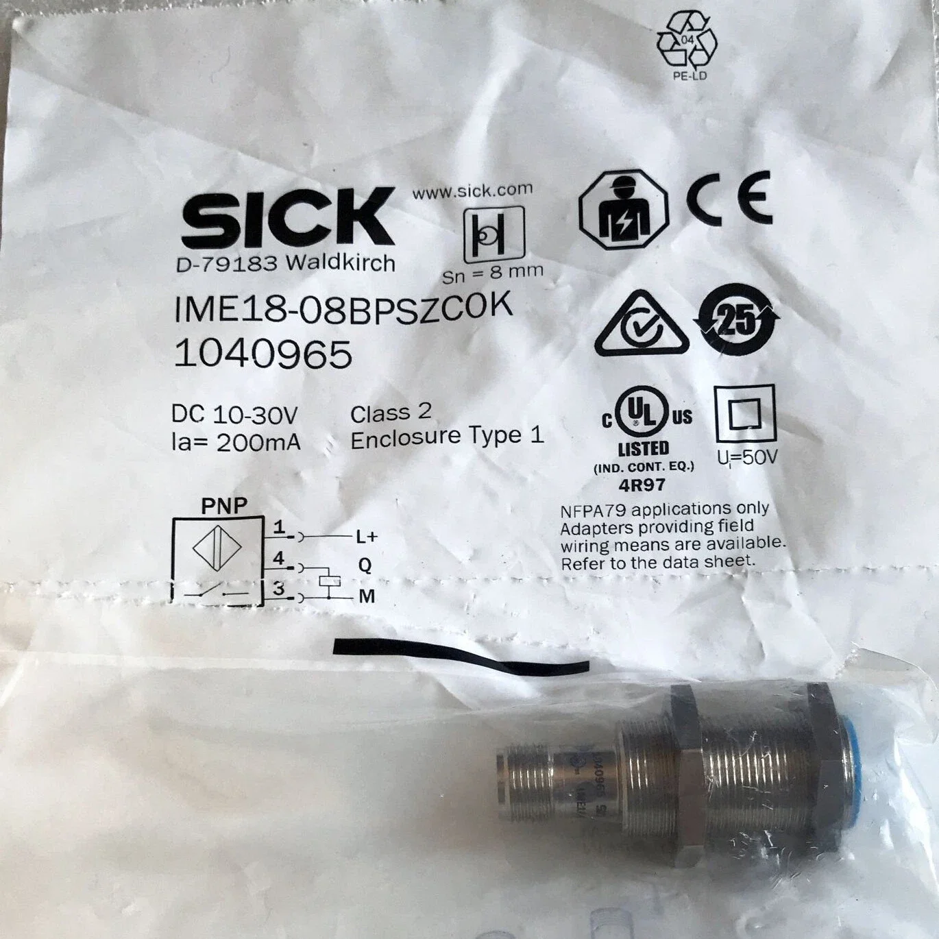 1040965 IME18-08BPSZC0K Inductive proximity sensors: IME
1040965 IME18-08BPSZC0K Inductive proximity sensors: IME