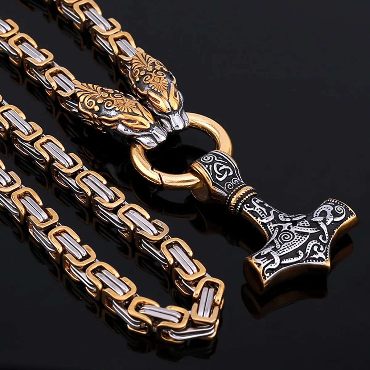 Vintage Animal Viking Thor's Hammer Necklace Men's Nordic Amulet Scandinavian Fashion Jewelry Punk Charm Chain
Vintage Animal Viking Thor's Hammer Necklace Men's Nordic Amulet Scandinavian Fashion Jewelry Punk Charm Chain