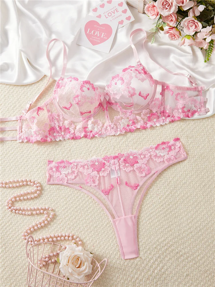 Sexy Bra Brief Set for Women Seamless Pink Embroidery Flowers Lingerie Underwear Lace Comfortable Romantic 2025 New Exotic Sets
Sexy Bra Brief Set for Women Seamless Pink Embroidery Flowers Lingerie Underwear Lace Comfortable Romantic 2025 New Exotic Sets