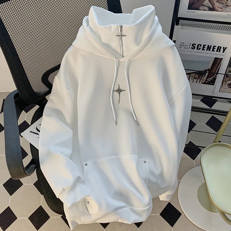Hiphop Hoodie Men's Casual Loose Heavyweight American High Collar Couple's Outerwear Street Style Autumn Winter Fashion
Hiphop Hoodie Men's Casual Loose Heavyweight American High Collar Couple's Outerwear Street Style Autumn Winter Fashion