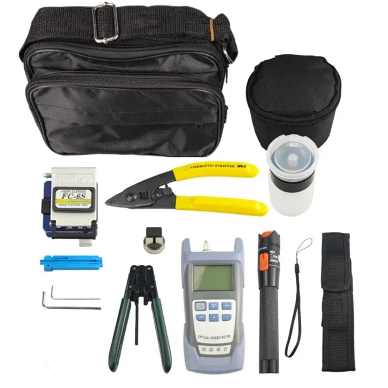 Hot Sale 12pcs FTTH Fiber Splicing Tool Kit Set Bag Basic Termination Fibre Optic Equipment Cable Splice Tools Box for Telecom
Hot Sale 12pcs FTTH Fiber Splicing Tool Kit Set Bag Basic Termination Fibre Optic Equipment Cable Splice Tools Box for Telecom