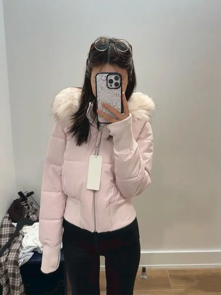 Pink sweet fur collar hooded down jacket for women in winter new high-end waist slimming thickened warm cotton jacket
Pink sweet fur collar hooded down jacket for women in winter new high-end waist slimming thickened warm cotton jacket