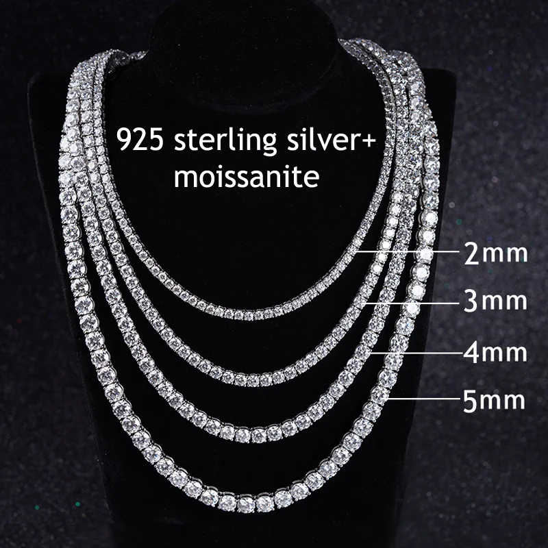 MON 01 Cheapest Price Hip Hop Moissanite Necklace 925 Sterling Silver Iced Out 2mm 3mm 4mm Moissanite Tennis Chain Necklace
MON 01 Cheapest Price Hip Hop Moissanite Necklace 925 Sterling Silver Iced Out 2mm 3mm 4mm Moissanite Tennis Chain Necklace