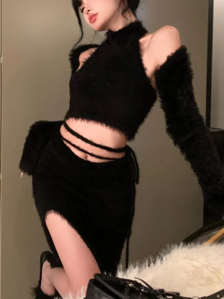 Autumn Vintage Black 3 Piece Set Woman Casual Y2k Crop Tops Slim Sexy Midi Skirt Warm Soft Clothing Elegant Korean Suit 2025
Autumn Vintage Black 3 Piece Set Woman Casual Y2k Crop Tops Slim Sexy Midi Skirt Warm Soft Clothing Elegant Korean Suit 2025