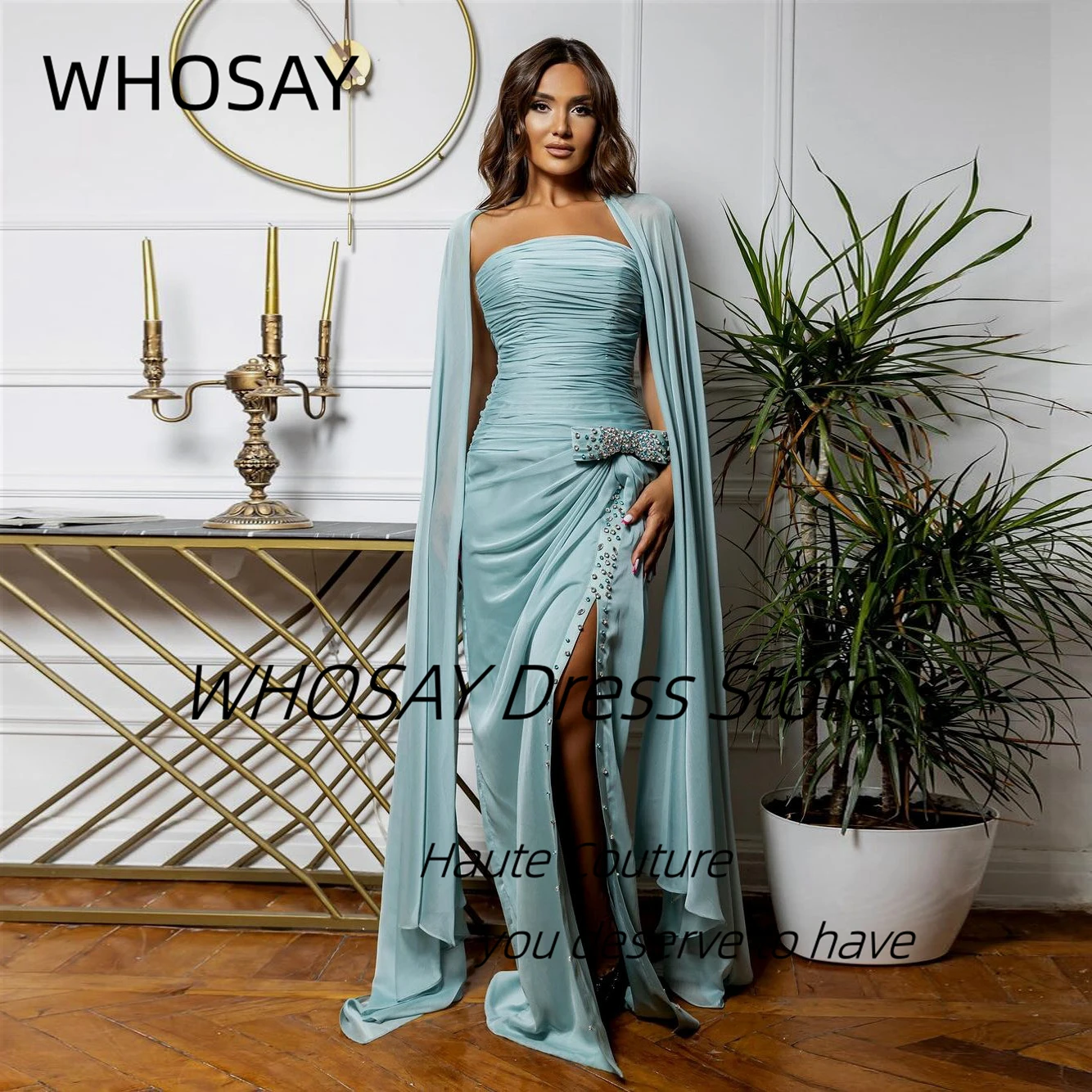 WHOSAY Ladies Wear Dress for Special Occasion Beaded Bow Side Slit Long Prom Dresses Customized Shawls Evening Party Gowns
WHOSAY Ladies Wear Dress for Special Occasion Beaded Bow Side Slit Long Prom Dresses Customized Shawls Evening Party Gowns