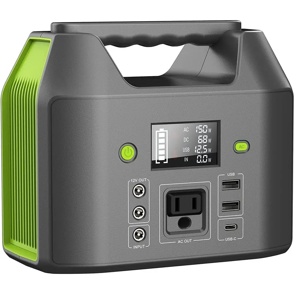 150Wh Portable Power Station with 6 Outputs, AC Outlet, LED Light for Camping and Road Trips
150Wh Portable Power Station with 6 Outputs, AC Outlet, LED Light for Camping and Road Trips