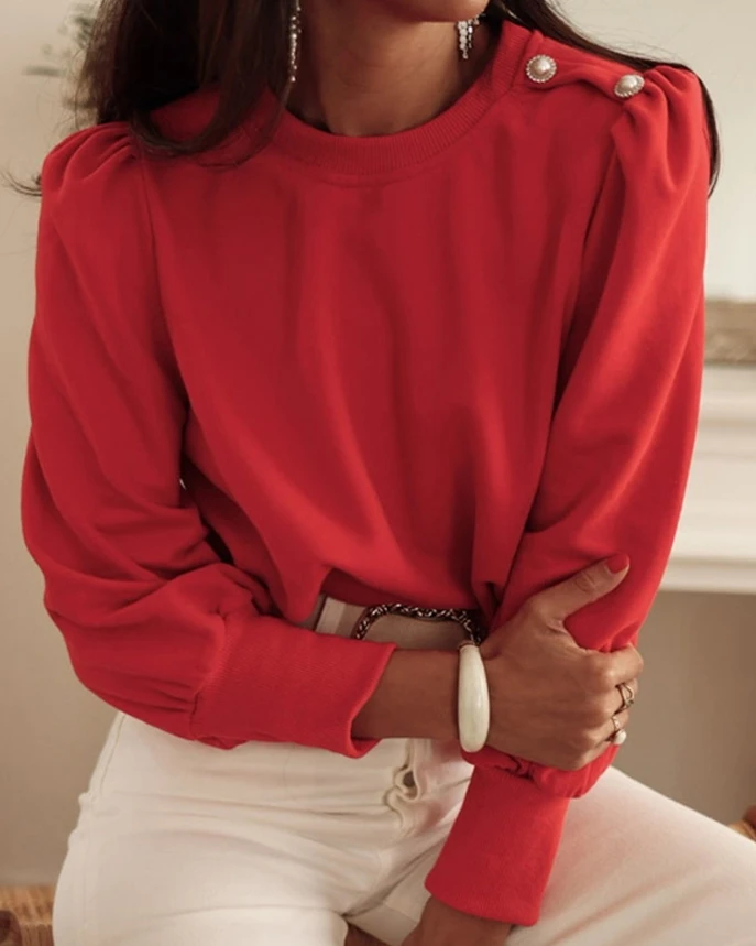new in Women's blouse Round Neck Long Sleeve Button Decor Sweatshirt pullover 2024 Daily Clothing Female Casual Sportswear
new in Women's blouse Round Neck Long Sleeve Button Decor Sweatshirt pullover 2024 Daily Clothing Female Casual Sportswear