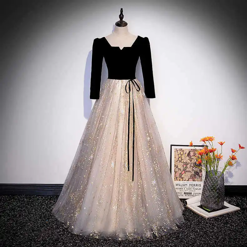 Black evening dress women's new annual meeting long-sleeved high-end Performance clothing formal dress women Elegant Vestidos
Black evening dress women's new annual meeting long-sleeved high-end Performance clothing formal dress women Elegant Vestidos