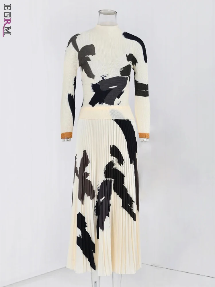 EGRM 2024 Spring New Contrast Color Printed Pleated Two Piece Sets Long Sleeves Tops&A-line Skirts Women Party Clothing 6ER2908
EGRM 2024 Spring New Contrast Color Printed Pleated Two Piece Sets Long Sleeves Tops&A-line Skirts Women Party Clothing 6ER2908