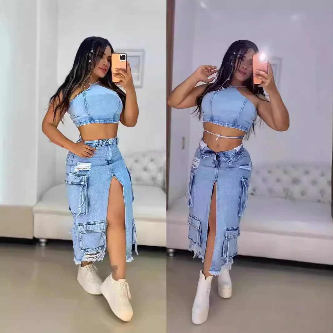 2025 Four Seasons New Slit Washed Denim Half Body Long Skirt. Women's Fashion Personality Multi-pocket Splicing Overalls Skirt
2025 Four Seasons New Slit Washed Denim Half Body Long Skirt. Women's Fashion Personality Multi-pocket Splicing Overalls Skirt