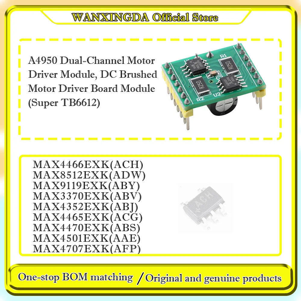 MAX4466 8512 9119 4470 3370 4352 4465 4501 4707EXK+T A4950 Dual-Channel Motor Driver Module DC Brushed Motor Driver Board Module
MAX4466 8512 9119 4470 3370 4352 4465 4501 4707EXK+T A4950 Dual-Channel Motor Driver Module DC Brushed Motor Driver Board Module