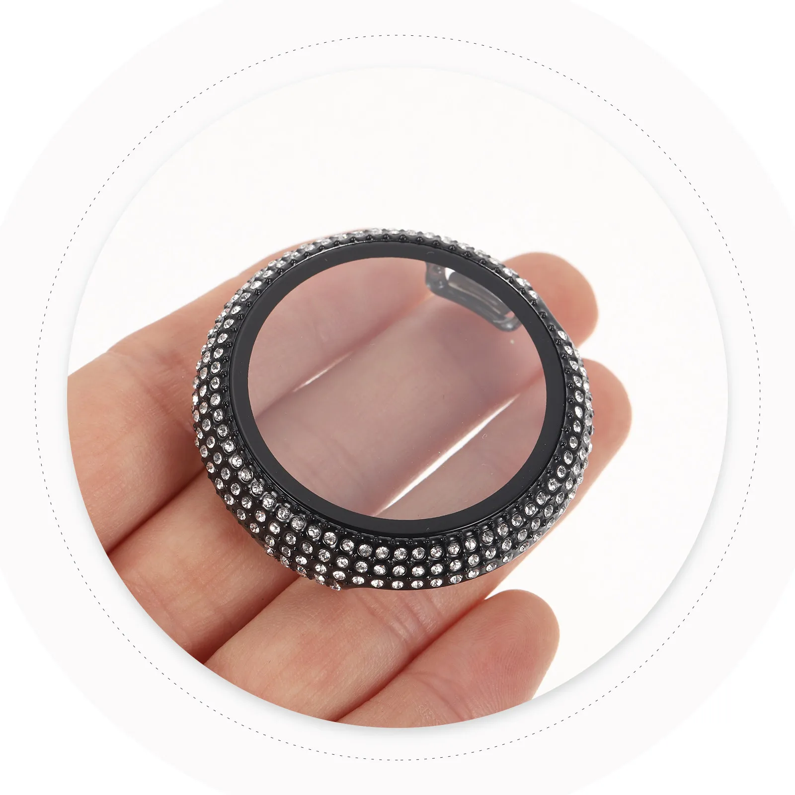 Full Rhinestone Electroplated Watch Protector Pc Case Delicate Protective Cover Shockproof Scratch Resistant Shell for