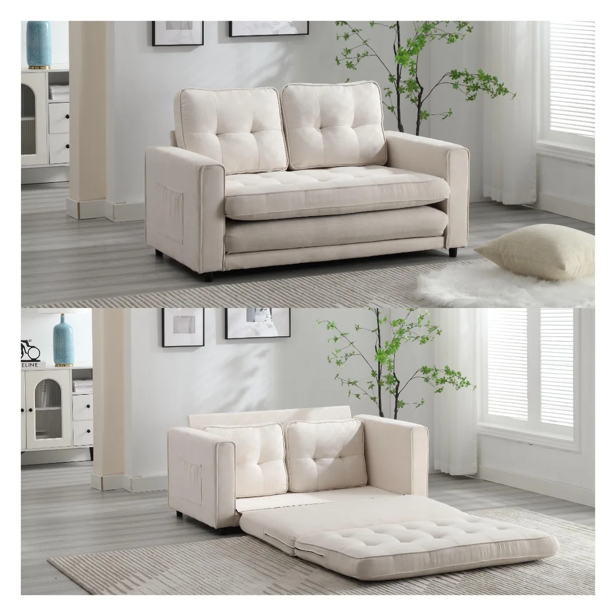 Living Room Sofas, 3 Fold Sofa, Convertible Futon Sofa Bed Sleeper Sofabed,Space Saving Loveseat,Pull Out Recliner Chair, Beige
Living Room Sofas, 3 Fold Sofa, Convertible Futon Sofa Bed Sleeper Sofabed,Space Saving Loveseat,Pull Out Recliner Chair, Beige