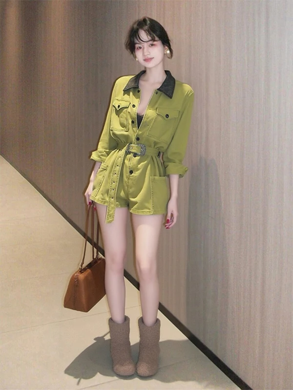 Summer 2026 Green Romper Women's Fashionable Casual High Waist One-Piece Suit Elegant Goddess Style Casual Pants for Ladies
Summer 2026 Green Romper Women's Fashionable Casual High Waist One-Piece Suit Elegant Goddess Style Casual Pants for Ladies