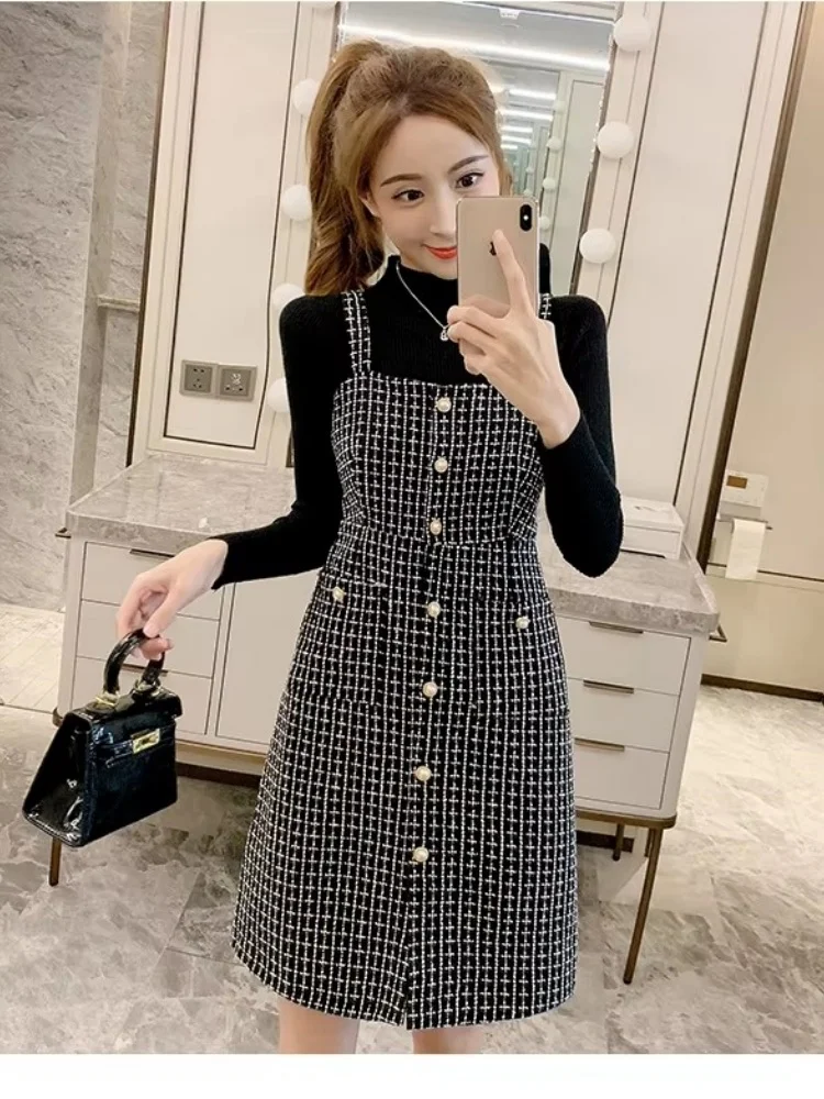 SMTHMA New Arrival Spring Woolen Plaid Sexy Spaghetti Strap Dress Suit Luxury Ladies Temperament 2 Piece Dress Set
SMTHMA New Arrival Spring Woolen Plaid Sexy Spaghetti Strap Dress Suit Luxury Ladies Temperament 2 Piece Dress Set