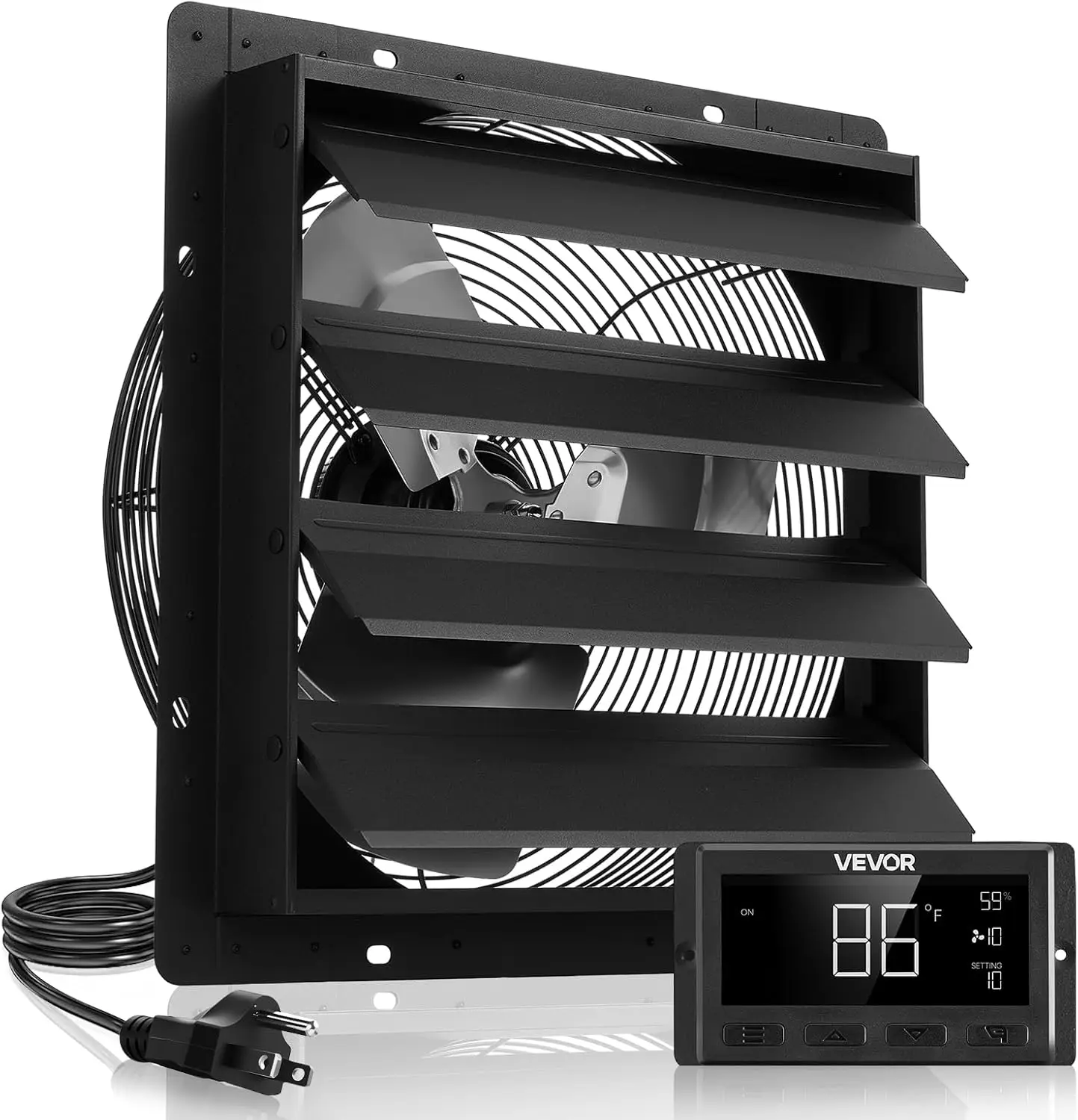 16 inch Exhaust Fan, Wall Mounted Attic Fan with Variable Speed, Temperature & Humidity Controller, 3000 CFM, Automatic Shutter
16 inch Exhaust Fan, Wall Mounted Attic Fan with Variable Speed, Temperature & Humidity Controller, 3000 CFM, Automatic Shutter