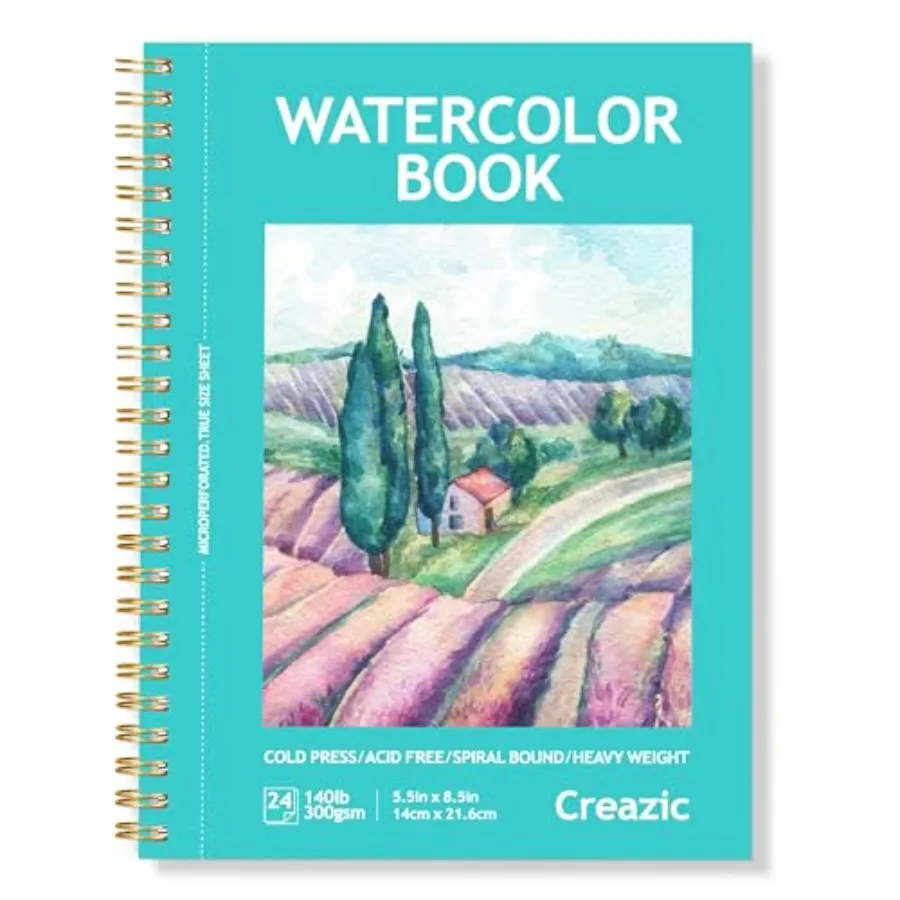 Watercolor Paper Pad, 8.5" 24 Sheets, 140lb/300g,Spiral - Bound with Tear - Line. A Watercolor Journal and Sketchbook for Adult
Watercolor Paper Pad, 8.5" 24 Sheets, 140lb/300g,Spiral - Bound with Tear - Line. A Watercolor Journal and Sketchbook for Adult
