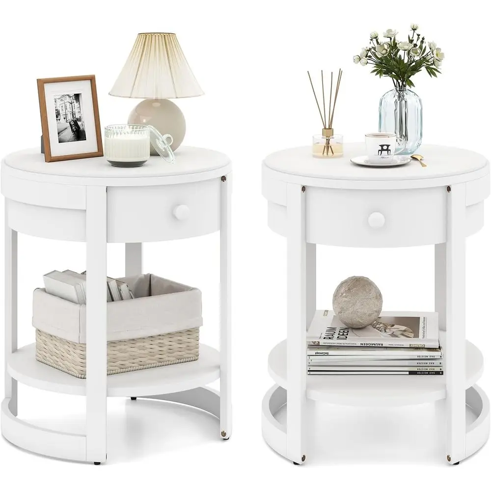 2-Tier Wooden End Table Set, Vintage Wood Grain Finish, White, Suitable for Living Room or Bedroom
2-Tier Wooden End Table Set, Vintage Wood Grain Finish, White, Suitable for Living Room or Bedroom
