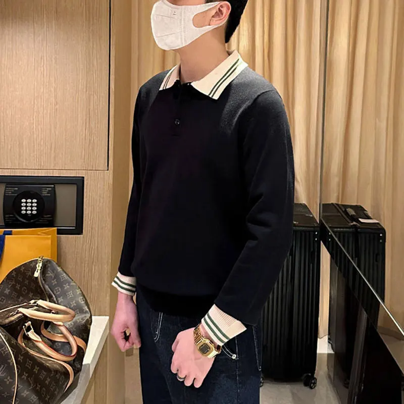 Casual Button Polo-Neck Sweaters Autumn Winter New Striped Patchwork Stylish Men's Clothing Korean Long Sleeve Knitted Pullovers
Casual Button Polo-Neck Sweaters Autumn Winter New Striped Patchwork Stylish Men's Clothing Korean Long Sleeve Knitted Pullovers