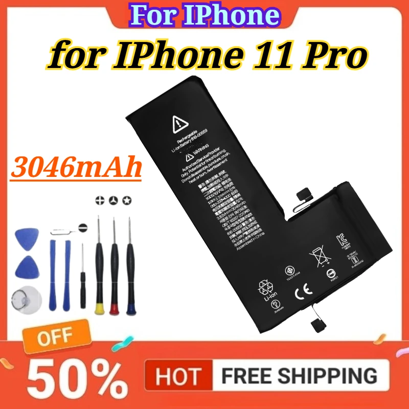 3046mAh for IPhone 11 Pro Mobile Phone Battery High-quality Replacement Battery+Free Tools
3046mAh for IPhone 11 Pro Mobile Phone Battery High-quality Replacement Battery+Free Tools