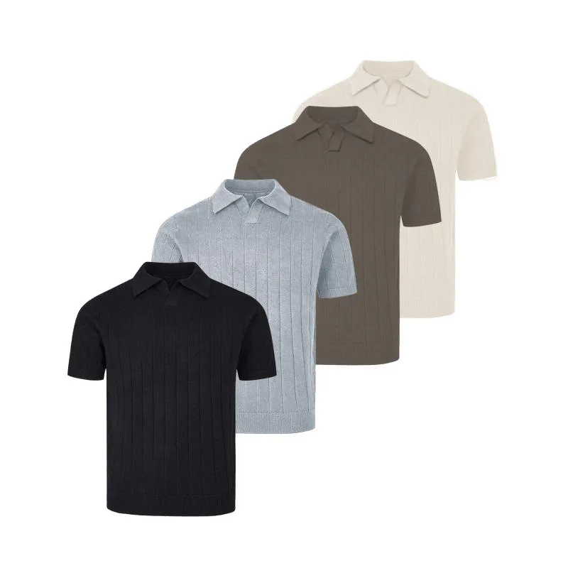 Old Qianfeng Blended Summer Knitted Short-sleeved T-shirt Solid Color Woven Pit Strip V-neck Men's POLO Shirt
Old Qianfeng Blended Summer Knitted Short-sleeved T-shirt Solid Color Woven Pit Strip V-neck Men's POLO Shirt